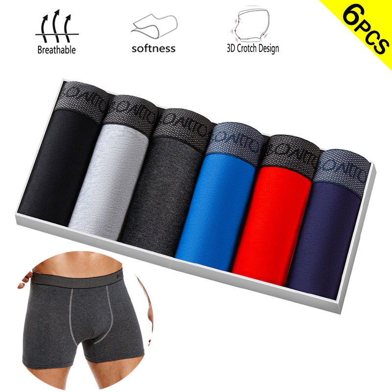 Boxer Shorts Modal - 6 개/갑/팩 복서 팬티 솔리드 컬러