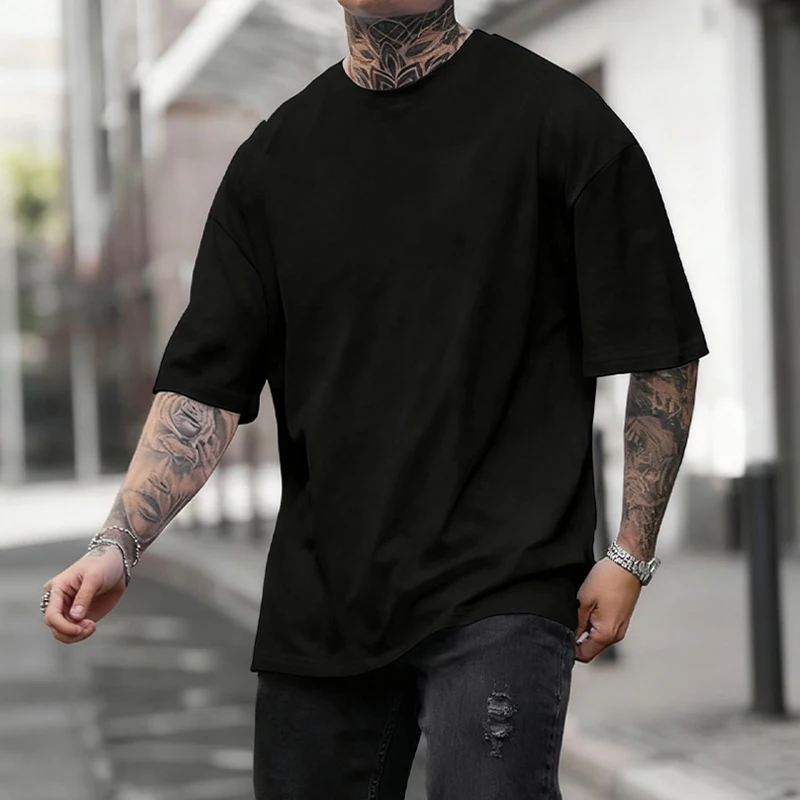 블랙 450g 헤비웨이트 코튼 이중사 반팔 티셔츠 -  - Undershirt Crew Neck 리뷰 및 가격