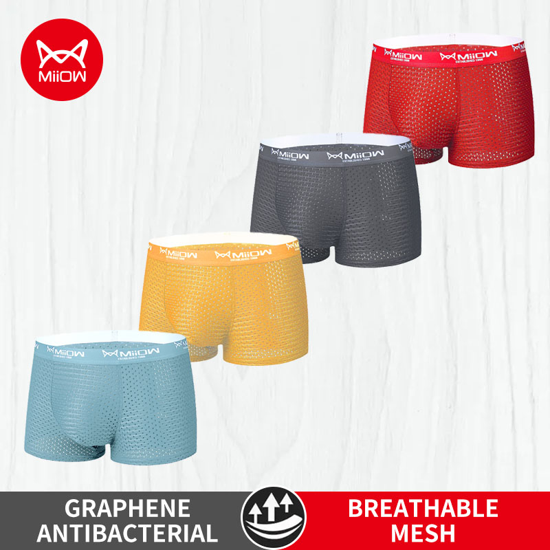 MiiOW 남성용 아이스 실크 복서 메쉬 속옷, 통기성 - Boxer Shorts Modal 리뷰 및 가격